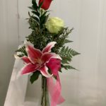 2 Roses With A Stem Of Lilly